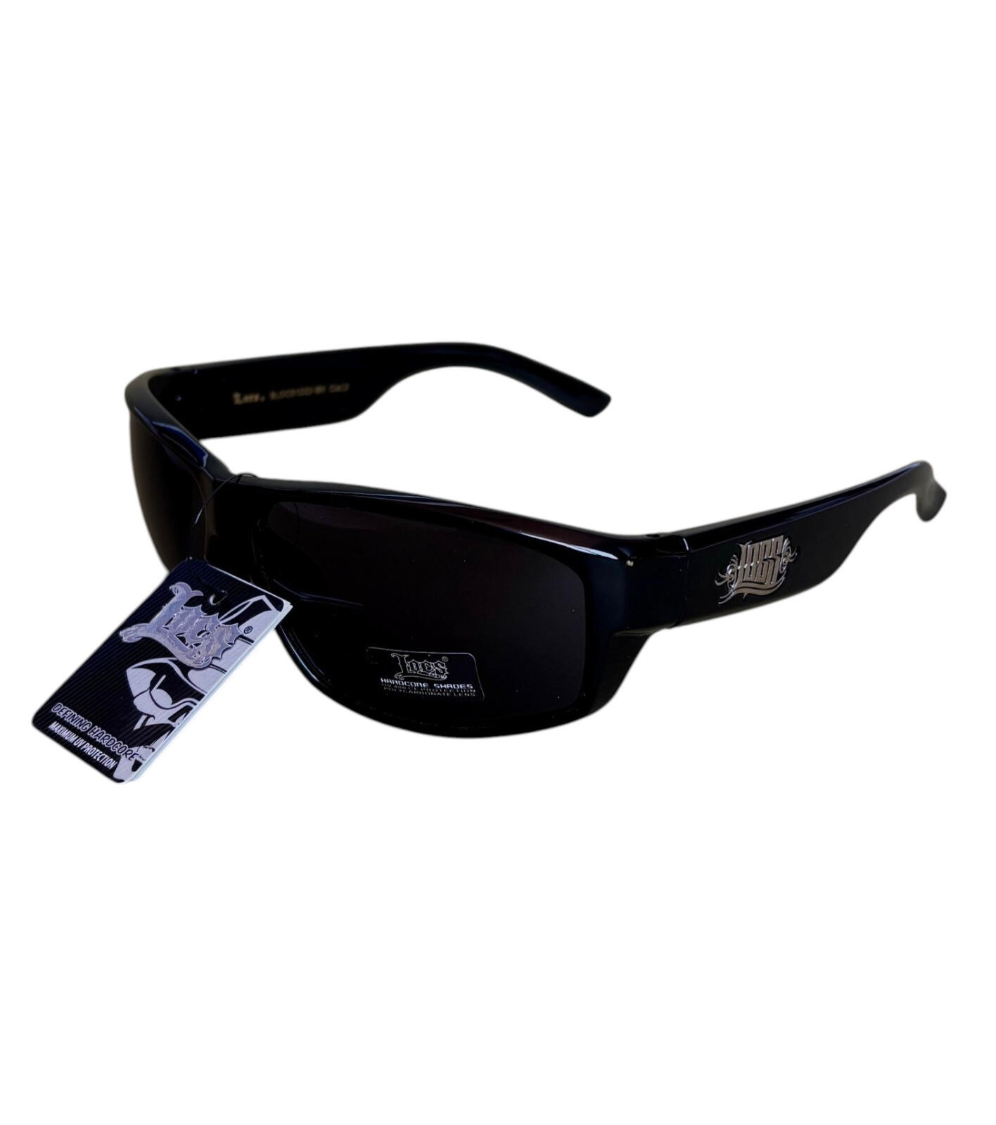 Lunettes de soleil Locs noires monture enveloppante style gangsta streetwear West Coast