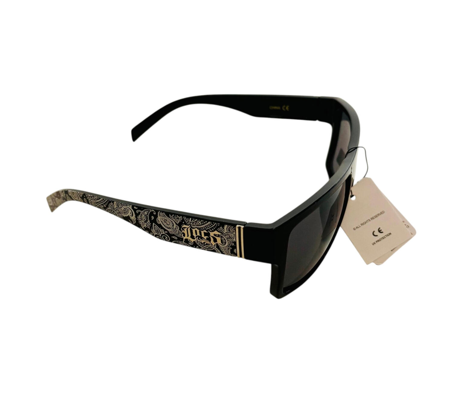 Lunettes de soleil Locs noires avec motif bandana sur les branches style lowrider
